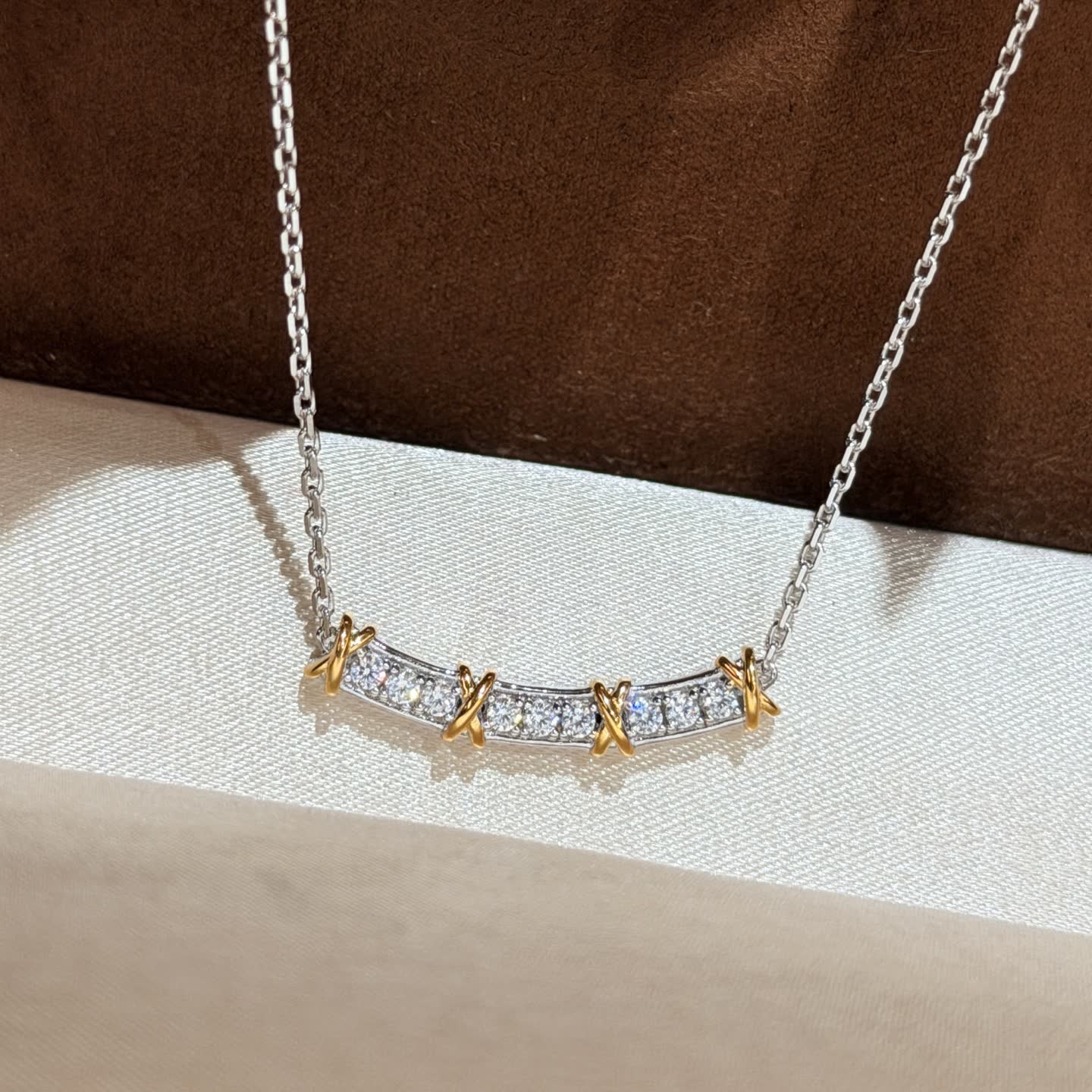 Tiffany & Co 925 Sterling Silver and Gold Plated Diamond Necklace